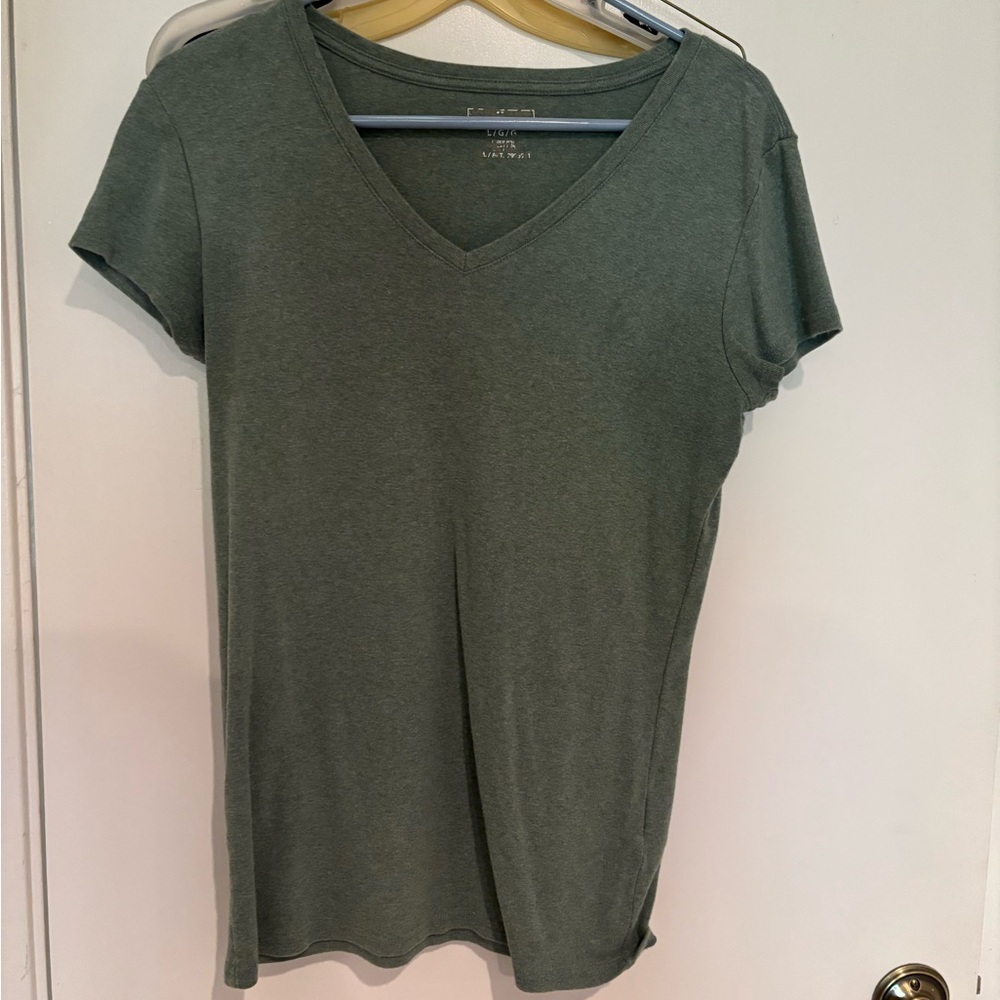 Women's Green V-Neck T-Shirt